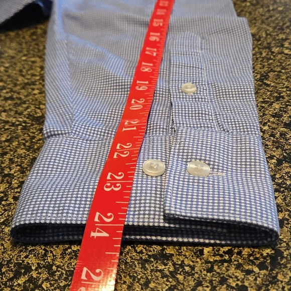 Geoffrey Beene Men Long Sleeve Button Up Shirt Checked Pattern Size 17 (34/35) - Picture 11 of 13